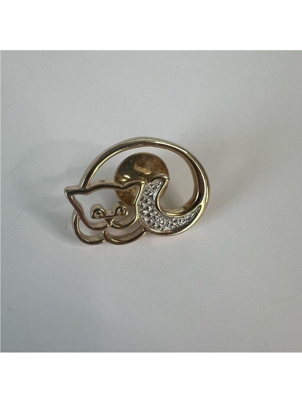 Cat Pin, Avon, vintage, Gold and Silver ,  1".